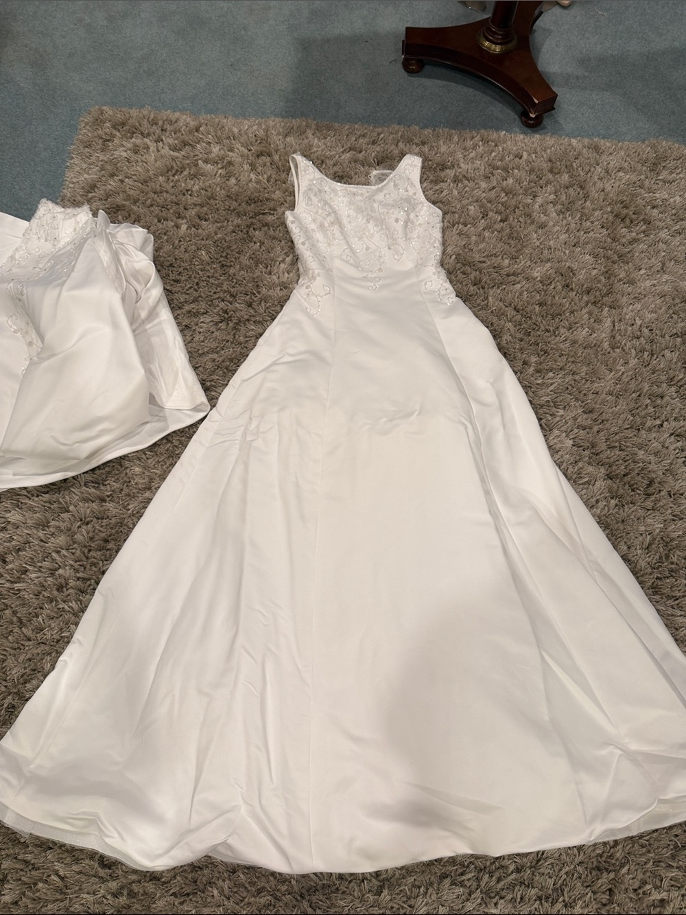 Demetrios Classic White Sleeveless A-Line Wedding Dress with Lace Bodice